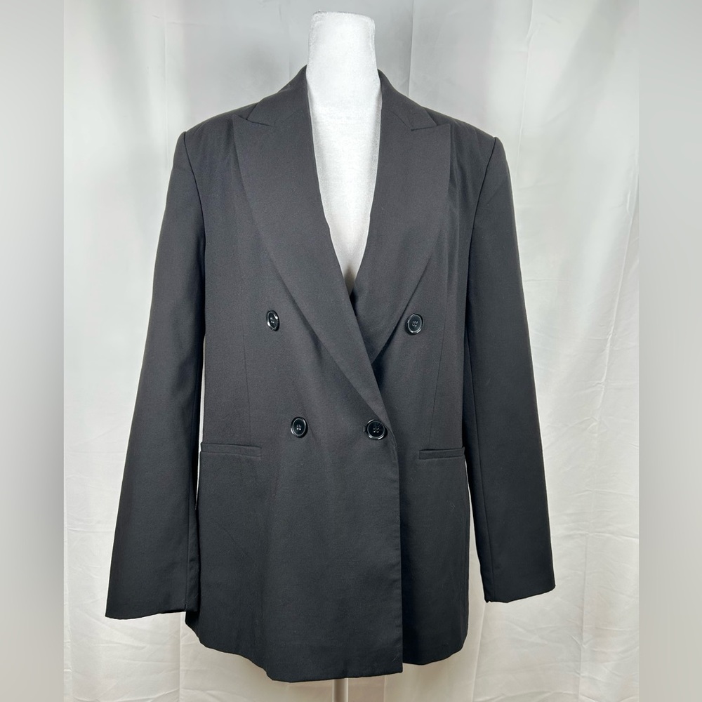 Zara Black Double Breasted Suit Jacket Women’s Medium Blazer 2753/341